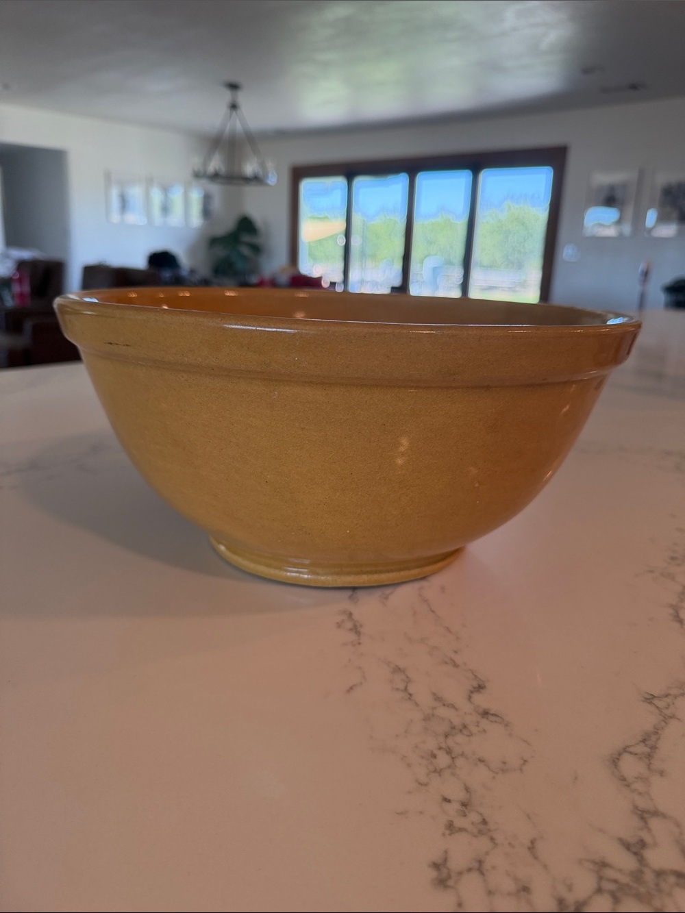 Antique Yellow Ceramic Mixing Bowl